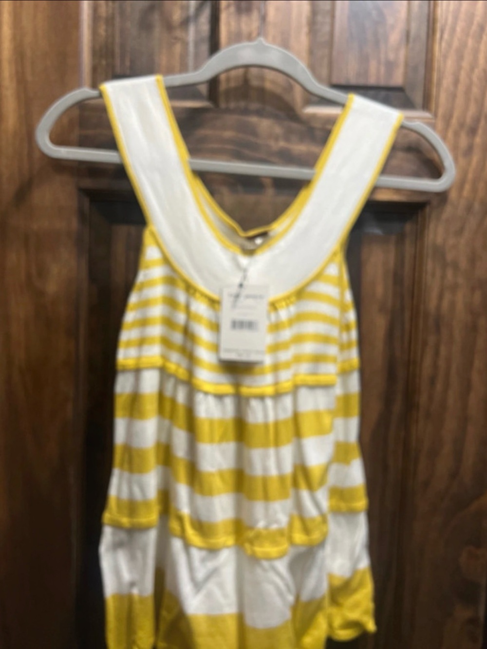 Free People Yellow and White Striped Scoop Neck Tank MSRP $98 NWT